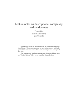 Lecture notes on descriptional complexity and randomness