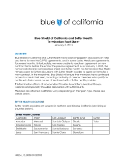 Blue Shield of California and Sutter Health Termination Fact Sheet