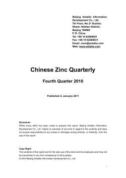 Chinese Zinc Quarterly - China Metal Information Network, Antaike
