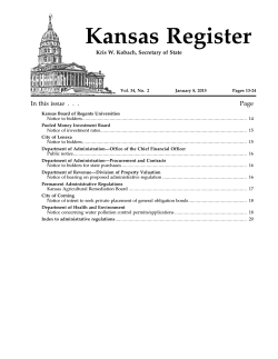 Kansas Register - Kansas Secretary of State