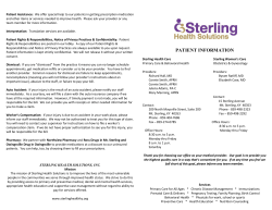 PATIENT INFORMATION - Sterling Health Solutions, Inc.