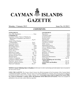 CAYMAN ISLANDS - gazettes.gov.ky