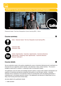 Certificate II in Automotive Vocational Preparation - TAFE Cairns