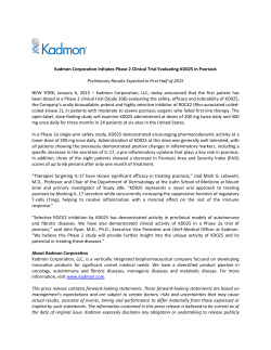 January 6, 2015 Kadmon Corporation Initiates Phase 2 Clinical Trial