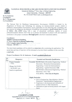 Recruitment of Project Scientist in NHHID