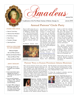 Amadeus Newsletter - Jan 2015 - Pro