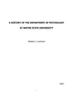 a history of the department of psychology at wayne state university