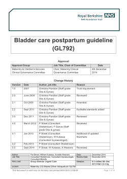 Bladder care - post partum guideline (GL792)