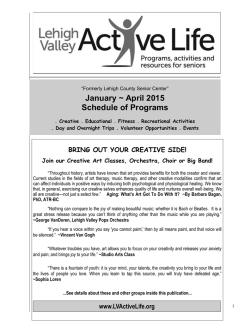 January ~ April 2015 Schedule of Programs