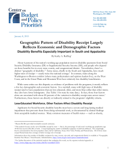 Geographic Pattern of Disability Receipt Largely Reflects Economic