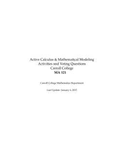 Active Calculus & Mathematical Modeling Activities