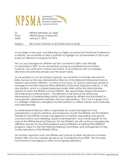 To: NPSMA Members at Large From: NPSMA Board of Directors