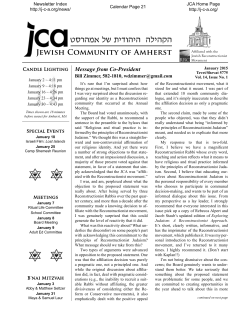 JCA Newsletter, 2015-01 - Jewish Community of Amherst