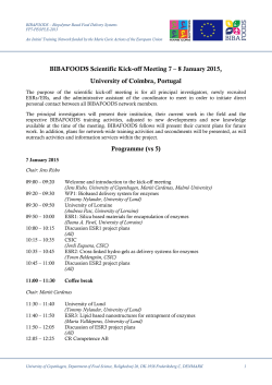 BIBAFOODS Scientific Kick-off Meeting 7 – 8 January 2015