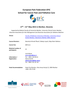 European Pain Federation-EFIC School for Cancer Pain and