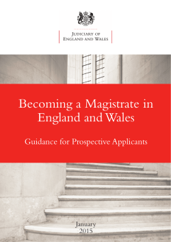 Becoming a Magistrate in England and Wales Guidance for