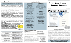 Parshas Shemos - Congregation Bais Yisroel