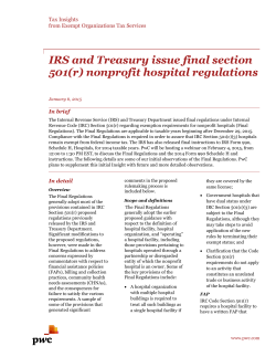 IRS and Treasury issue final section 501(r) nonprofit hospital
