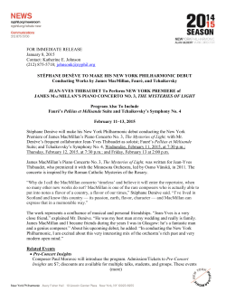 FOR IMMEDIATE RELEASE January 8, 2015 Contact: Katherine E