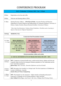 Program - Migration, Social Disadvantage & Health Conference