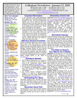 Collegium Newsletter ~ January 12, 2015