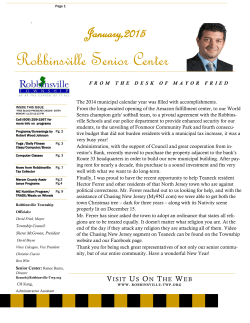 Monthly Newsletter - Township of Robbinsville