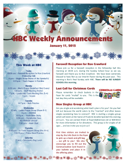 HBC Weekly Announcements - Harrisonburg Baptist Church