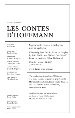 January 12: Les Contes d'Hoffmann