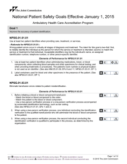 National Patient Safety Goals Effective January