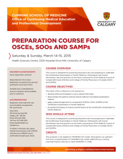 PREPARATION COURSE FOR OSCEs, SOOs AND SAMPs
