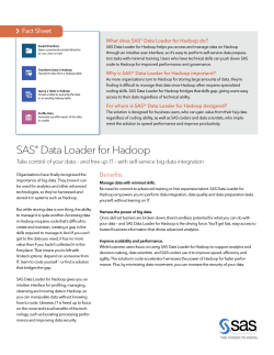 SAS® Data Loader for Hadoop