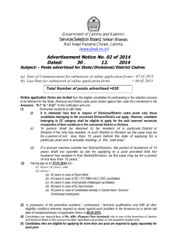 Advertisement Notice No. 02 of 2014 Dated: 30 . 12