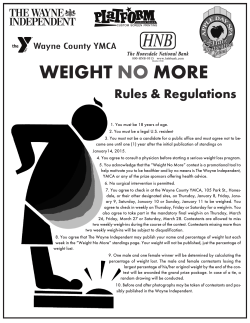WEIGHT NO MORE - Wayne County YMCA