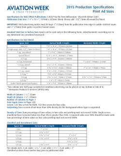 2015 Production Specifications Print Ad Sizes