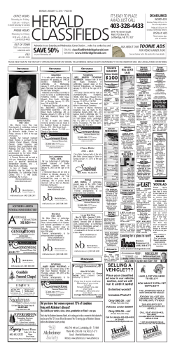 Classifieds - The Lethbridge Herald