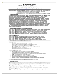Dr. Edwin Agwu's cv