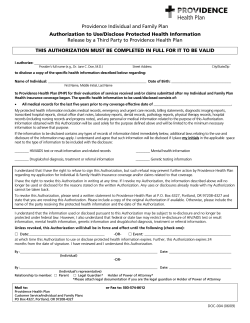 Medical release form - Providence Health Plan