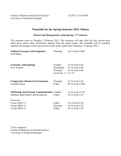 Timetable for the Spring Semester 2015, Odense