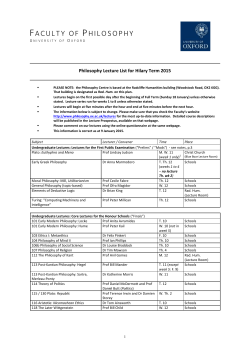 Lecture List - Faculty of Philosophy