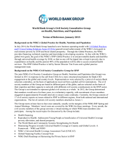World Bank - Civil Society Consultative Group on Health, Nutrition