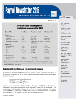 Additional 0.9% Medicare Tax on Earned Income New Tax Rates