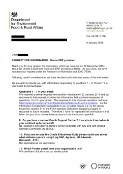 Response to FOI request for information about Oracle ERP