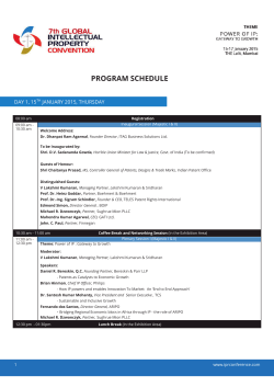 PROGRAM SCHEDULE - 7th Global IP Convention