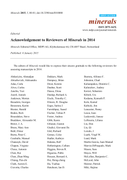 Acknowledgement to Reviewers of Minerals in 2014