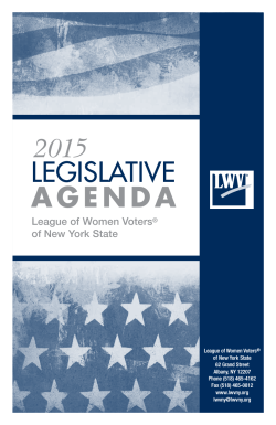 2015 Legislative Agenda - League of Women Voters of New York