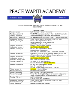 PWA January Newsletter 2015 - Peace Wapiti Public School