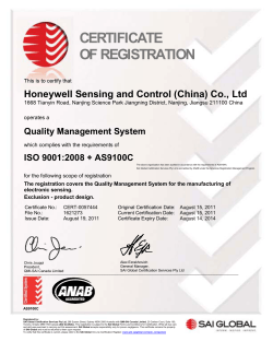 ISO9001 + AS9100 - English - Honeywell Sensing and Control
