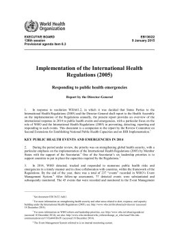 Implementation of the International Health Regulations (2005)