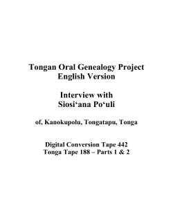 TONGAN ORAL GENEALOGY PROJECT