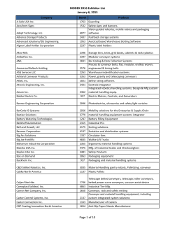 MODEX 2016 Exhibitor List January 6, 2015 Page 1 of 10